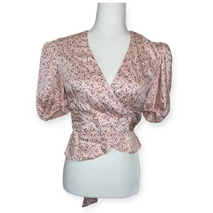 Senlis Pink Floral Leila Wrap Top Size XS Cottagecore